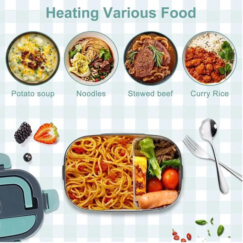 1.5L Electric Heated Lunch Box – 60W Portable Food Warmer for Car, Office & Home | Leak-Proof Stainless Steel Bento