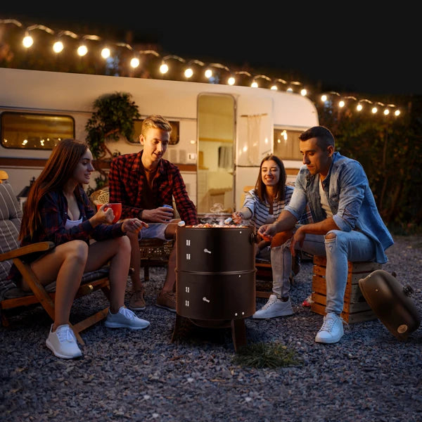 80x41x48cm Outdoor BBQ Smoker Grill – Iron Carbon Charcoal Grill, Black | WowPopMall