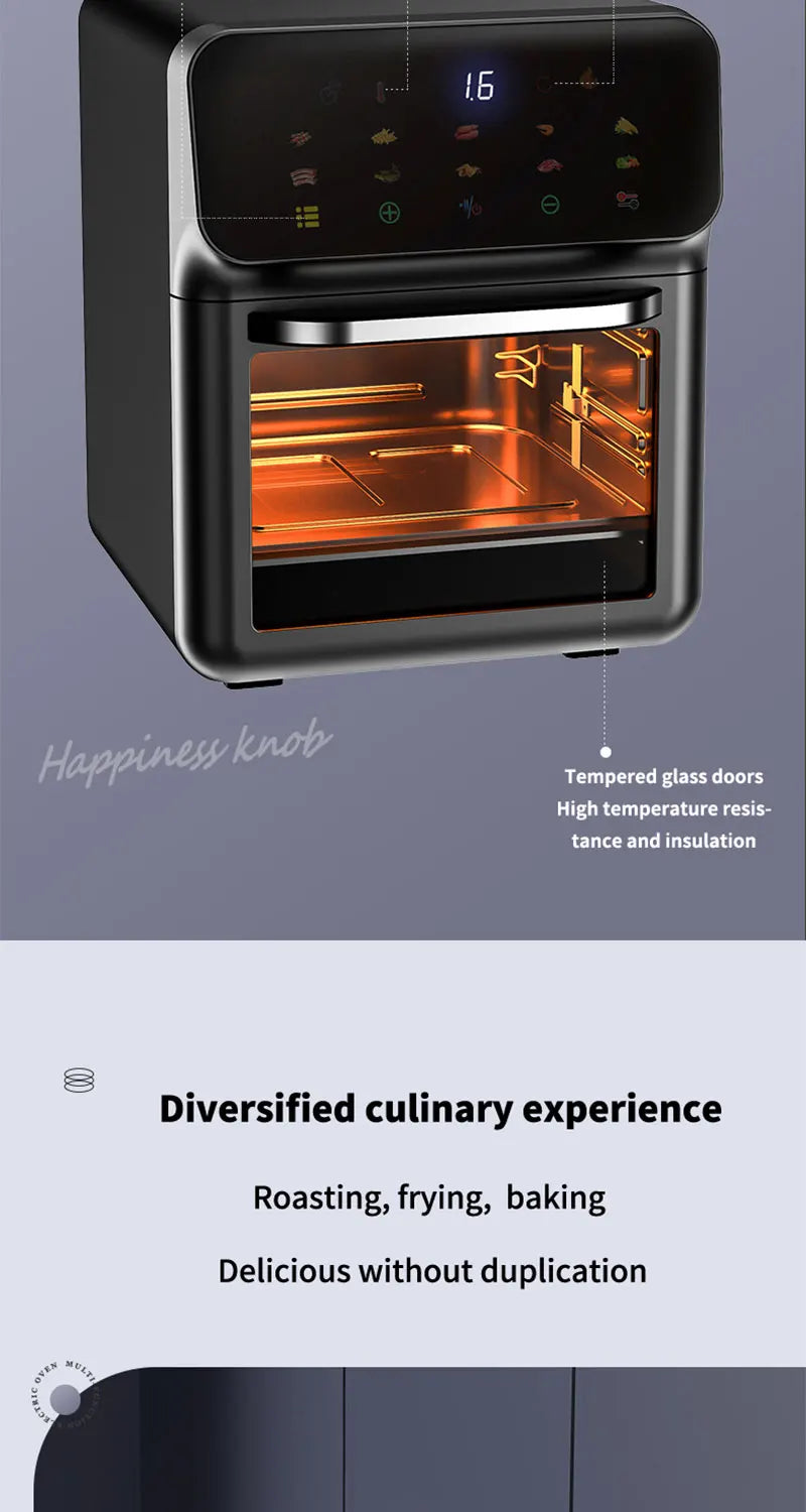 Smart 10L Oil-Free Air Fryer Oven with 360° Hot Air Convection — Large Capacity Electric Cooker for Healthy Home Cooking