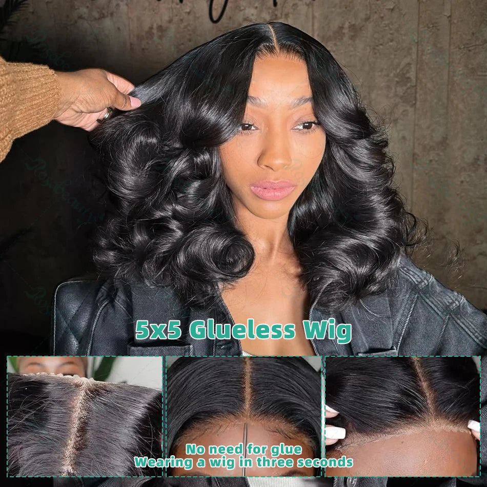 200% Density Body Wave Short Bob 13x6 HD Transparent Lace Front Human Hair Wig (13x4 / 5x5 Closure Option)