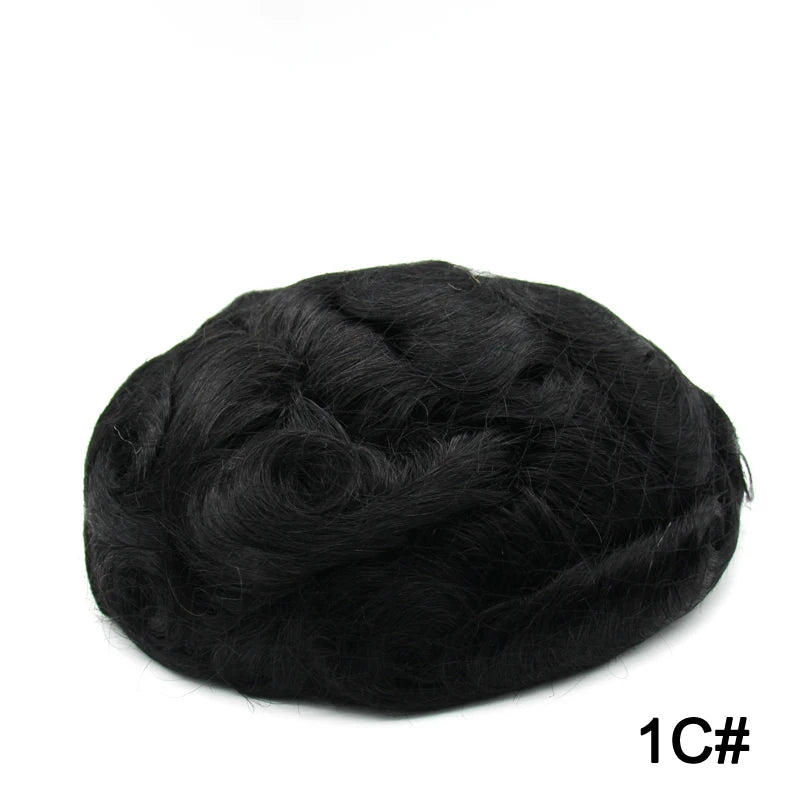 Men's Human Hair Toupee – Lace & PU Base, Straight, 6x8 / 7x9 / 8x10