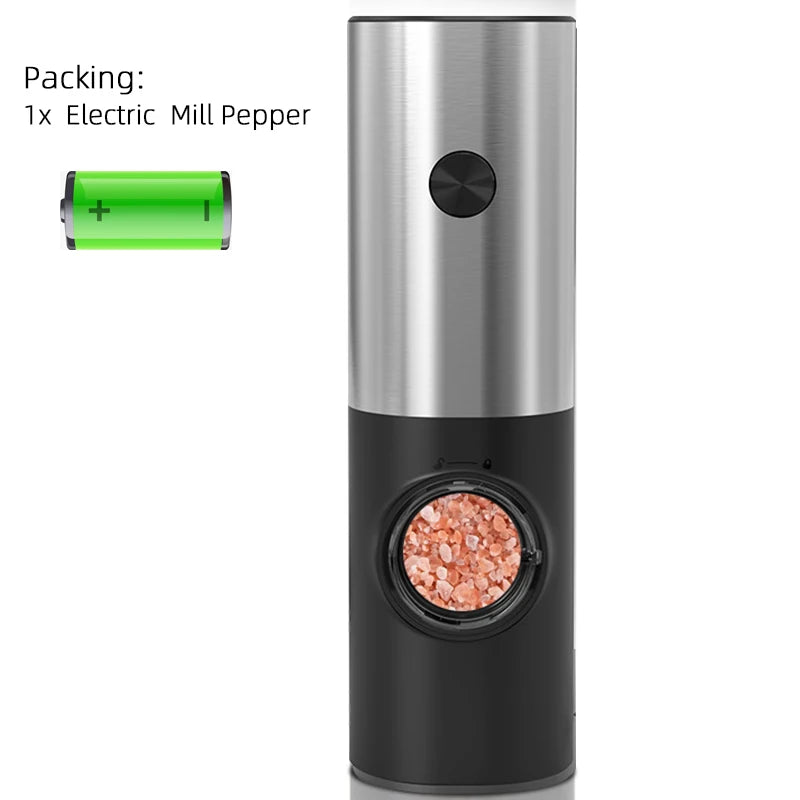 Electric Automatic Salt & Pepper Grinder Set with Base – Battery Powered, LED Light & Adjustable Coarseness