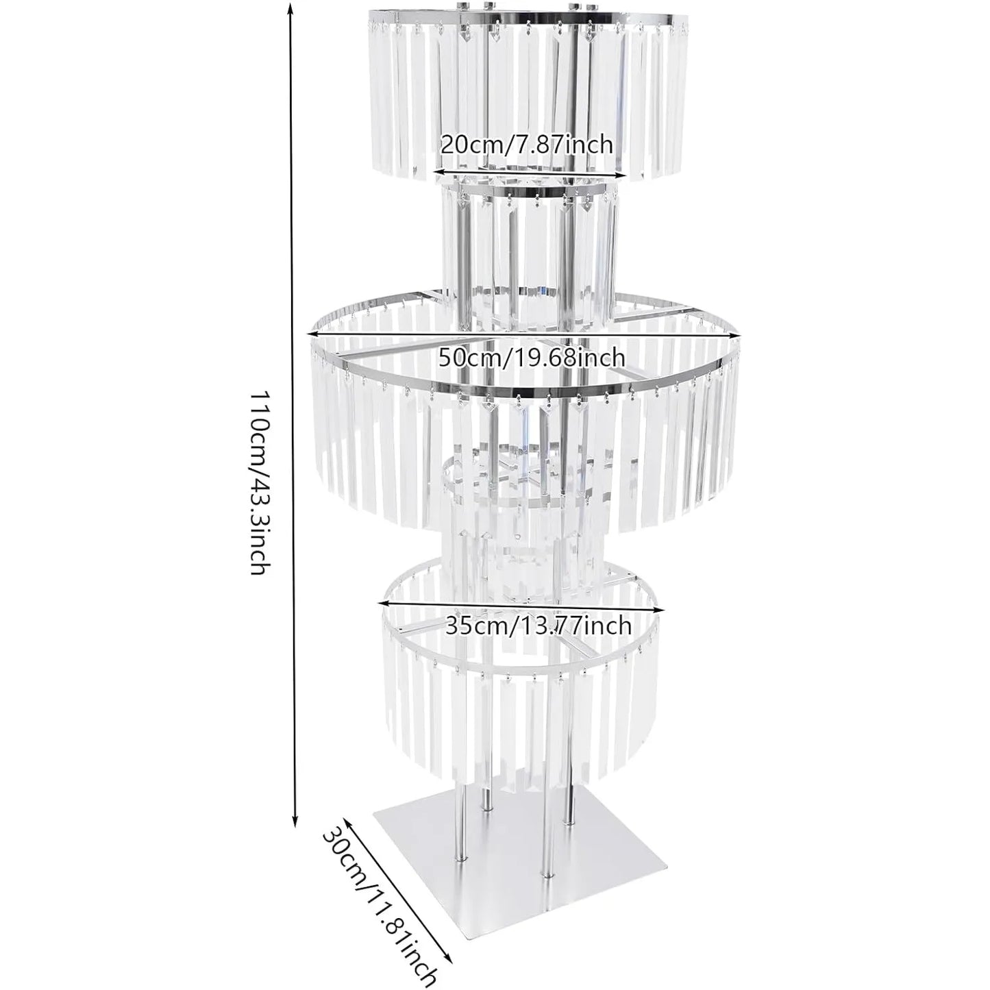 5-Tier Crystal Flower Stand 43.3” Round Chandelier Pedestal – Wedding & Party Table Centerpiece Décor