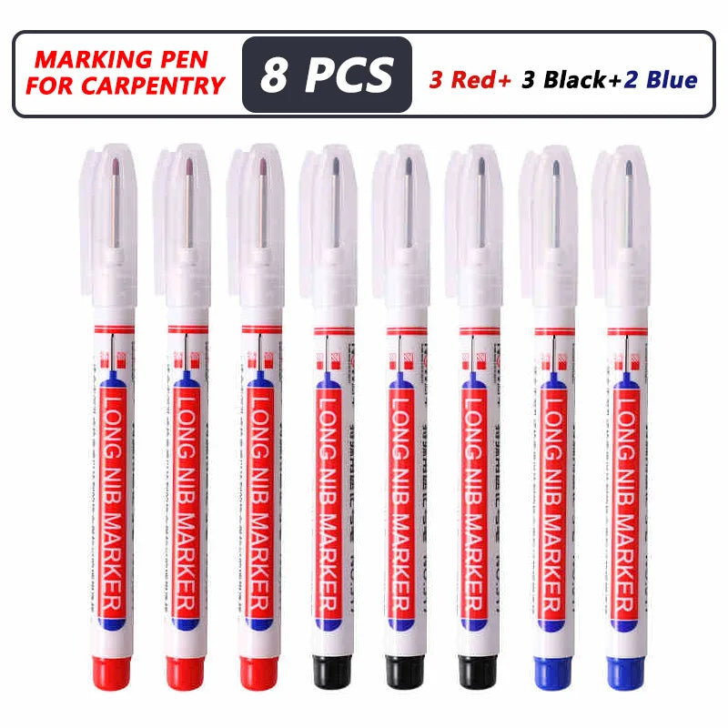 Professional Deep Hole Long Nib Marker Pen for Wood, Metal & Tile — Waterproof Carpenter Tool (20mm Nib)