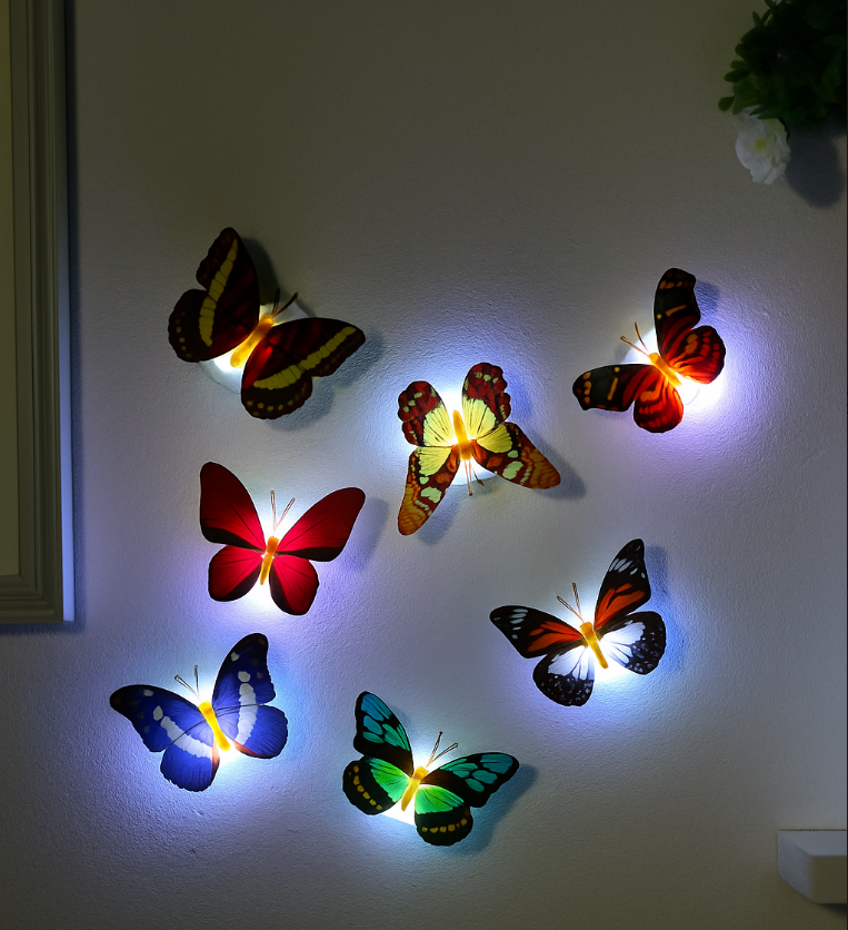 Ranpo Butterfly LED Wall Light – Colorful Glowing Stickable DIY Decoration Lamp for Bedroom, Living Room & Holidays
