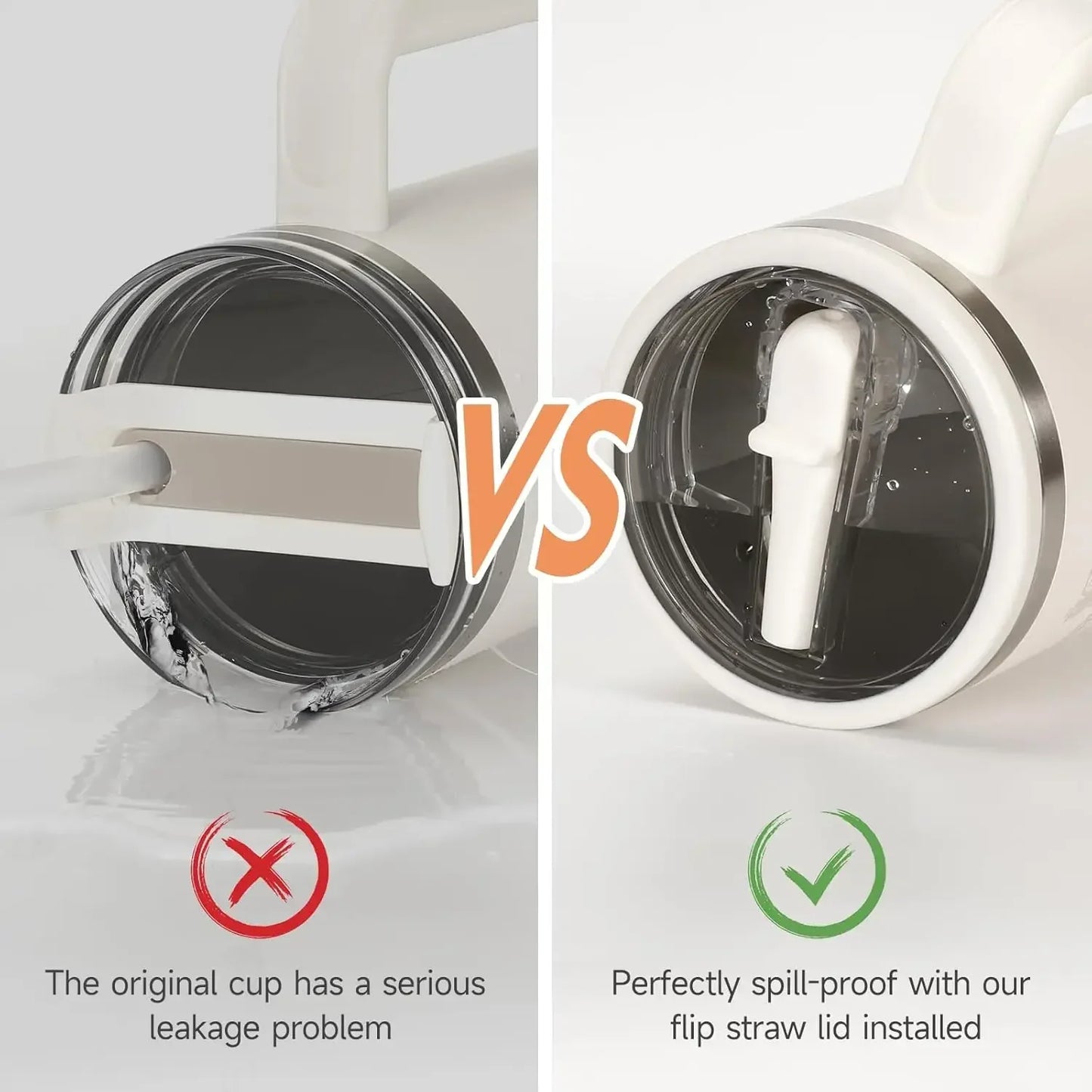 40oz Flip Straw Leak-Proof Lid – Replacement Tumbler Cover Compatible with Stanley Cup