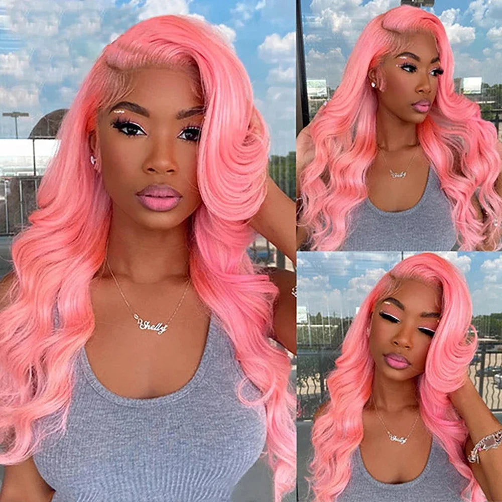 40” Rose Red Body Wave HD Lace Front Wig – 13x6 Transparent Brazilian Human Hair