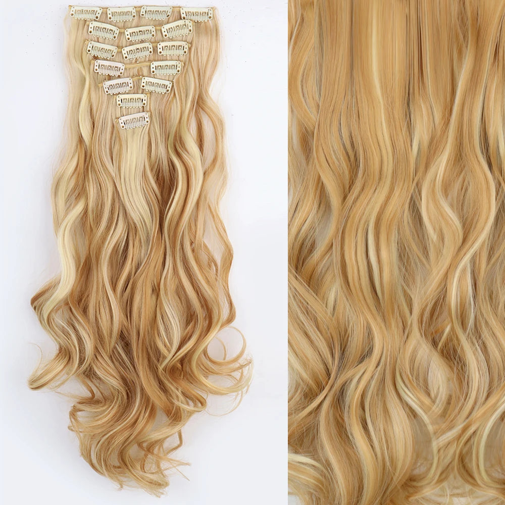 7Pcs Clip-in Hair Extensions | 24 Inch Straight | 60 Colors | Heat Resistant Fiber