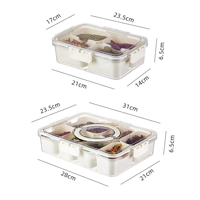 Appetizer Serving Tray with Lid & Handle – 8-Compartment Snack Organizer