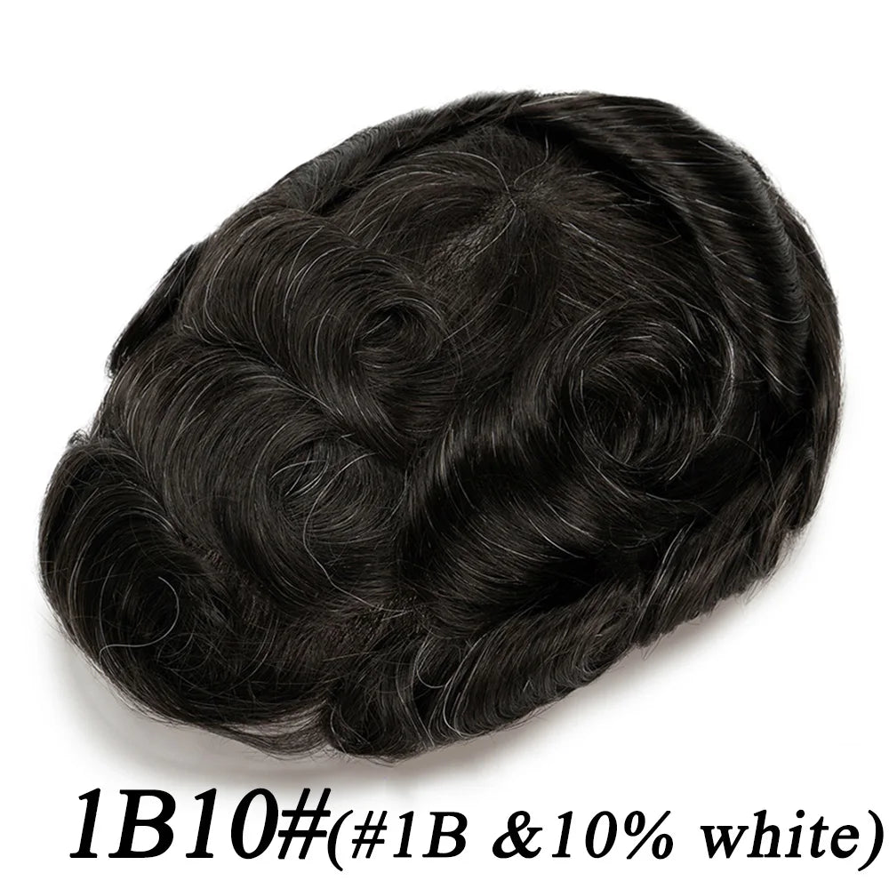 Men's Human Hair Toupee – Hollywood Skin & Lace Base, 6x8 / 7x9 / 8x10
