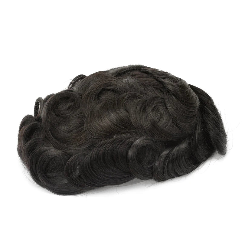 Topunique Full Swiss Lace Men's Toupee | 90% Light Density Hair System for Men