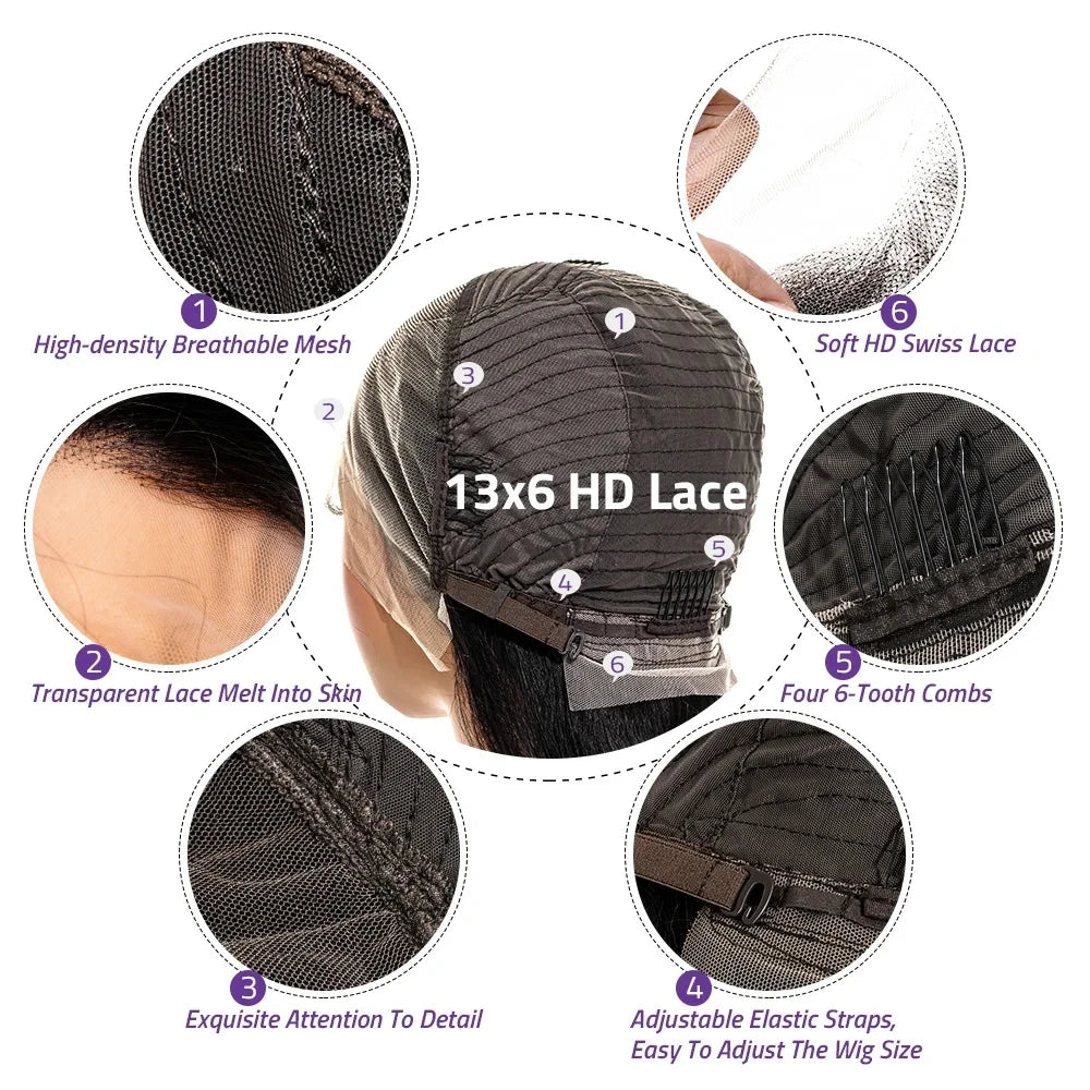 30–38 Inch Deep Wave 13x6 HD Lace Front Human Hair Wig – 200% Density Remy Curl 360 Full Lace Frontal