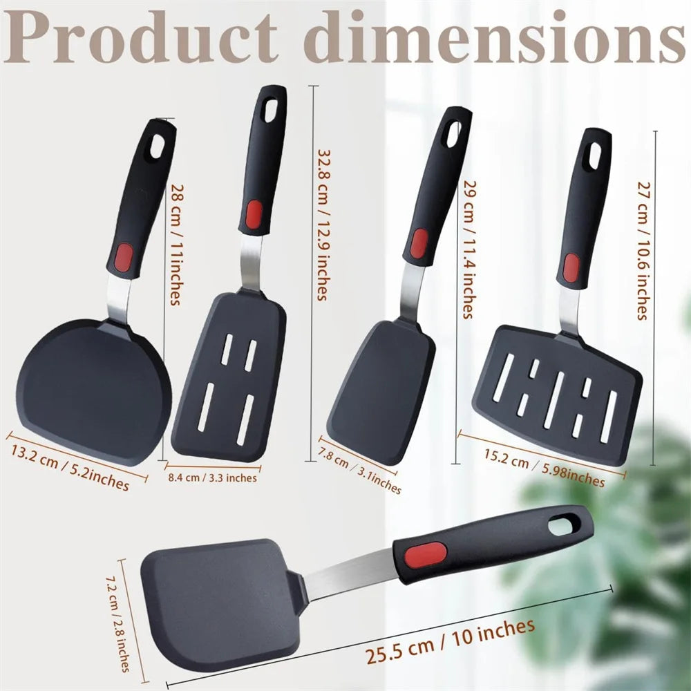 High-Temperature Silicone Spatula – Non-Stick Frying Turner with Spring Steel Core