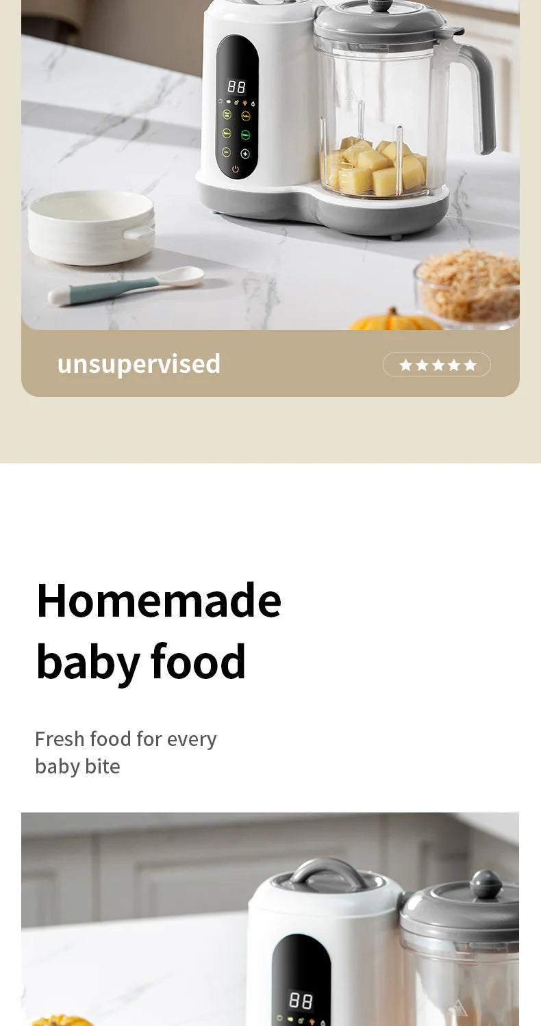 Automatic Baby Food Maker – 6-in-1 Steamer, Blender, Puree & Milk Warmer with Temperature Display