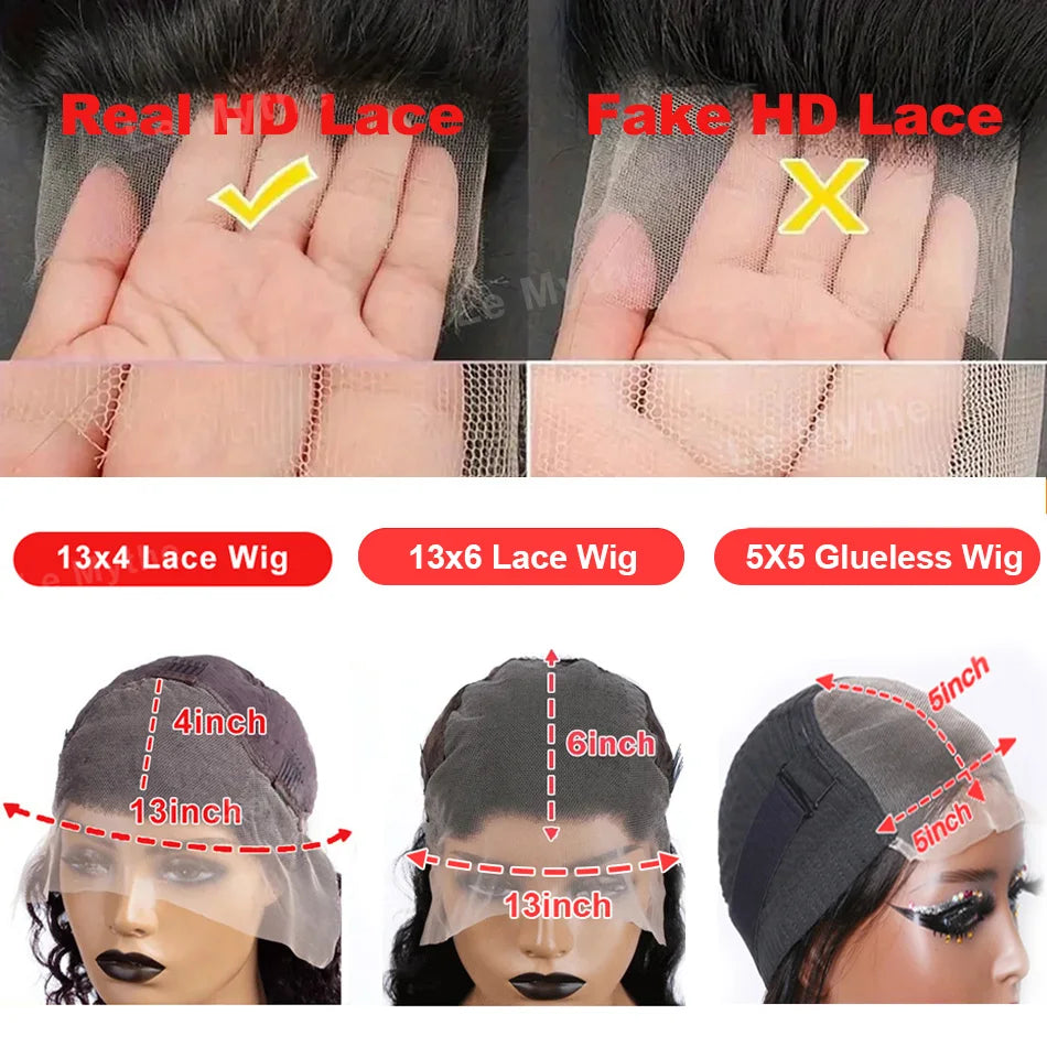 Bone Straight HD Lace Frontal Human Hair Wig 13x6 / 13x4 (30–40 Inch)
