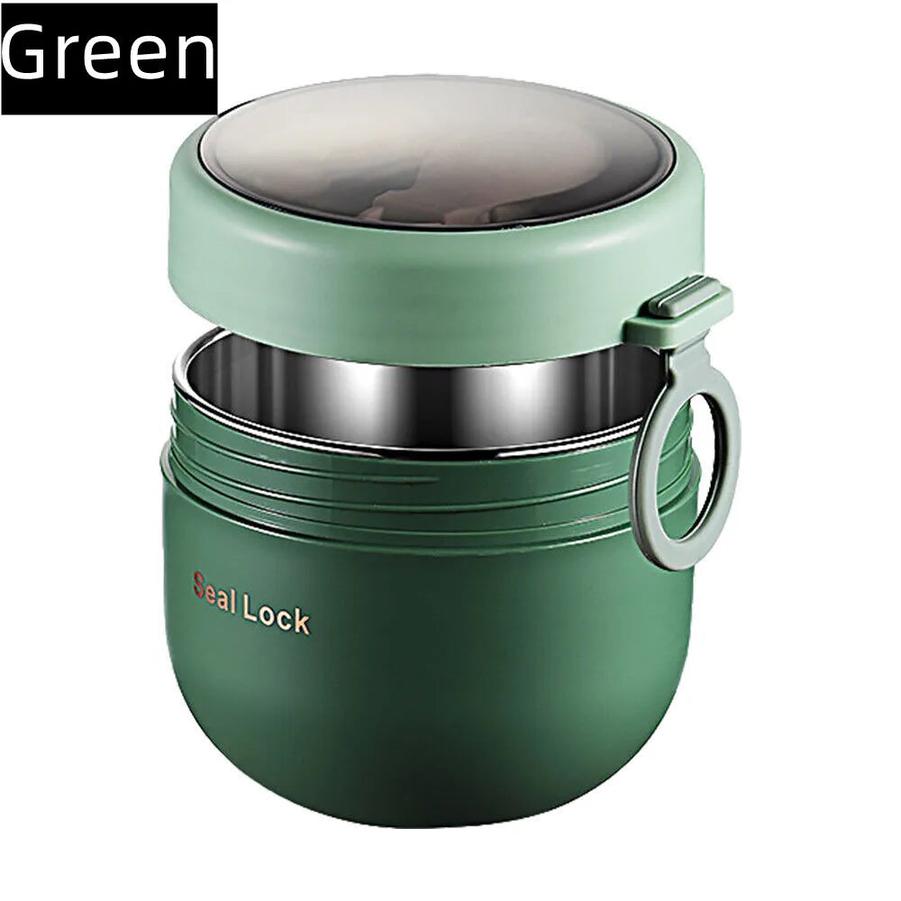 Stainless Steel Thermal Lunch Box – Vacuum Insulated Soup Jar with Spoon, Portable Bento for Kids & Adults