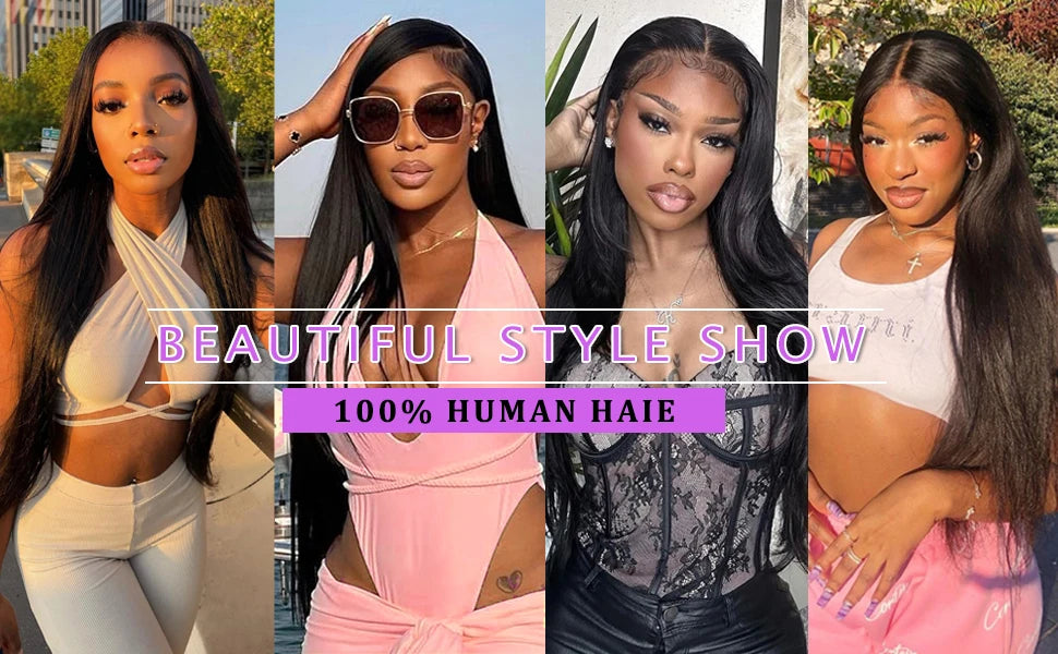 40 Inch Straight Brazilian Virgin Human Hair Wig (13x6/13x4 HD Transparent Lace Front, 200% Density)