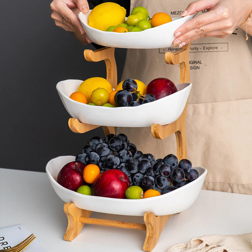 2/3-Tier Fruit Plate Stand – Modern Plastic Snack Tray & Dessert Display for Home & Parties