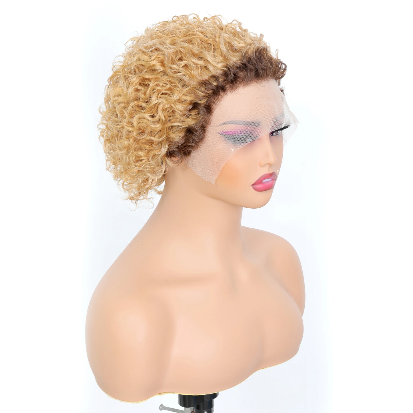 13x1 Pixie Cut Kinky Curly Lace Front Human Hair Wig (Peruvian, Short 4–16")