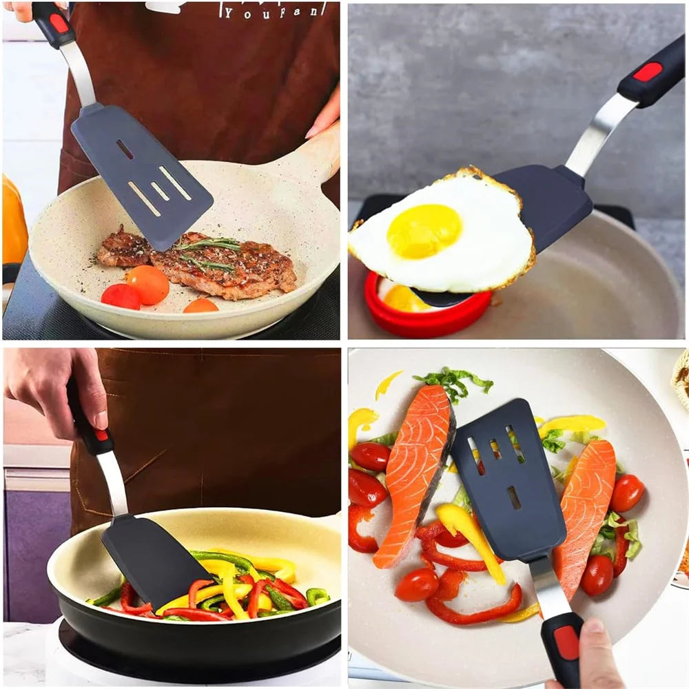 High-Temperature Silicone Spatula – Non-Stick Frying Turner with Spring Steel Core