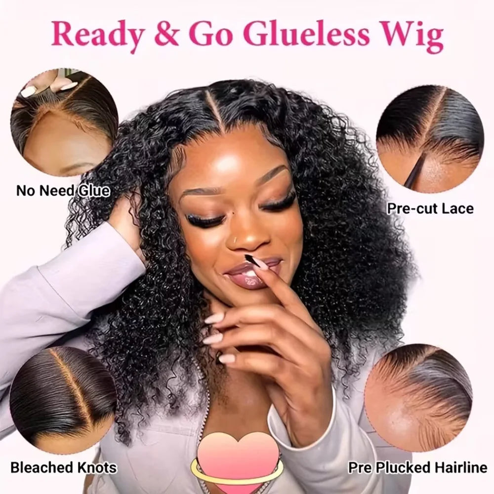 Kinky Curly Bob Wig – 13x4 HD Lace, Glueless, Pre-Plucked, Beginner Friendly