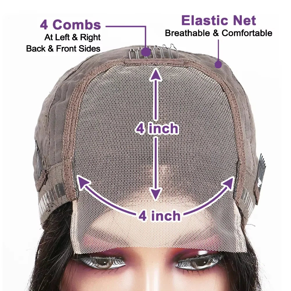 Straight Short Bob 13x4 Lace Front Remy Human Hair Wig (200% Density, Pre-Plucked, Transparent Swiss Lace)