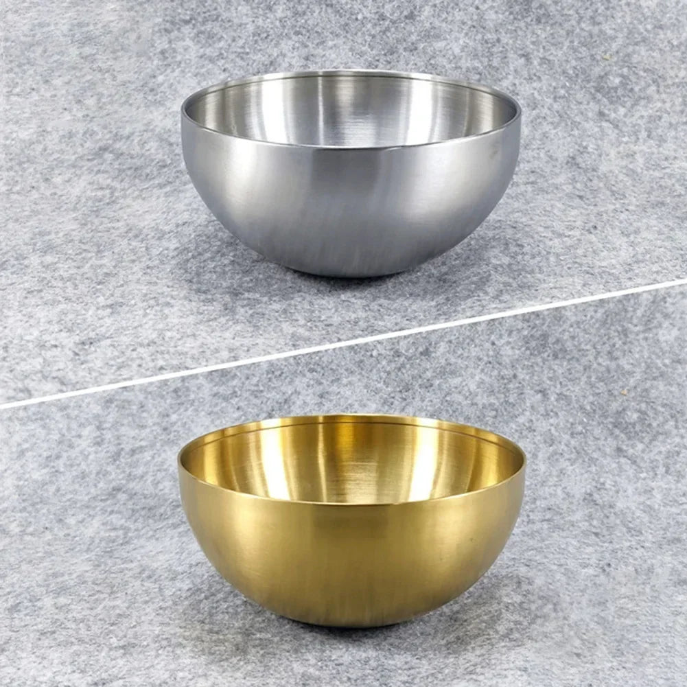 Gold & Silver Stainless Steel Bowl – Fruit, Salad & Ramen Tableware