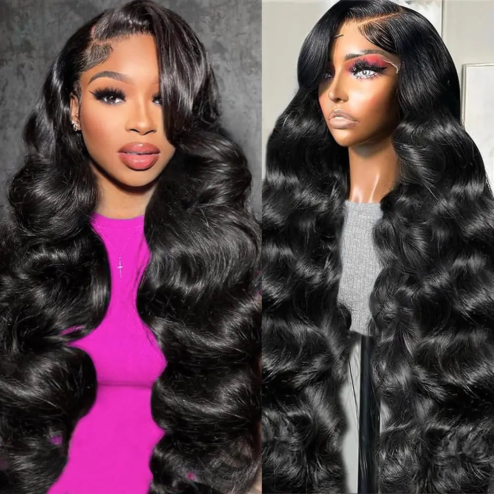 HD Transparent 13x4 · 13x6 Body Wave Lace Front Human Hair Wig – 30/36 Inch Pre-Plucked Brazilian Wig