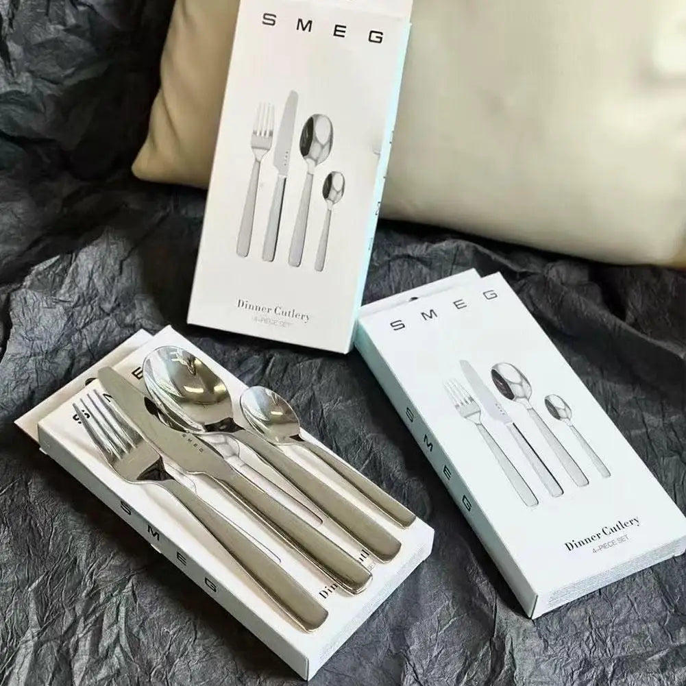 4-Piece Stainless Steel Cutlery Set – Italian Style Fork, Spoon, Knife & Teaspoon for Modern Dining and Gift Use (2025 Edition)