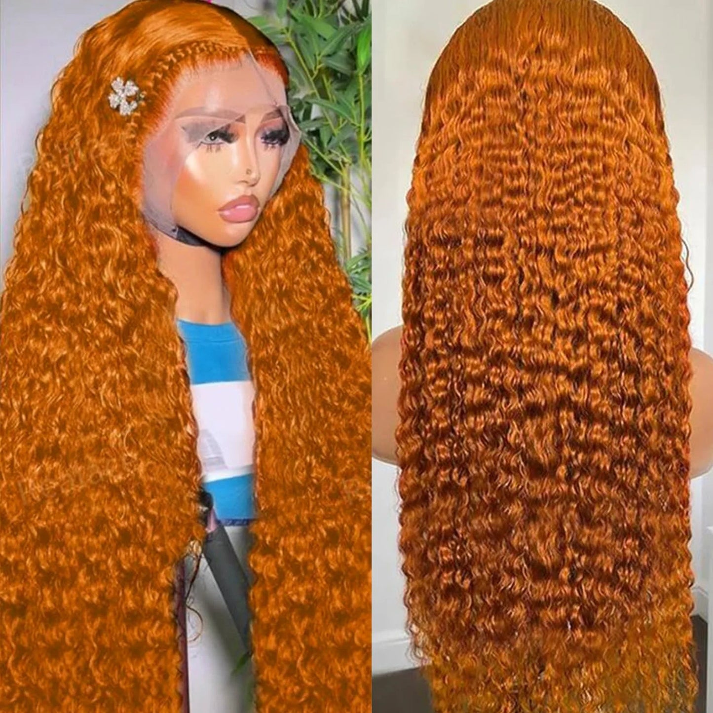 Ginger Deep Wave 13x4 HD Lace Front Wig – 250% Density Long Human Hair Wig (30 inch)