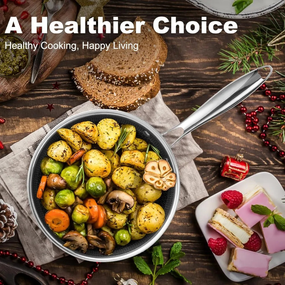 6-Piece Hybrid Nonstick Frying Pan Set – 8", 10" & 12" Cookware with Glass Lids & Cool-Touch Handles