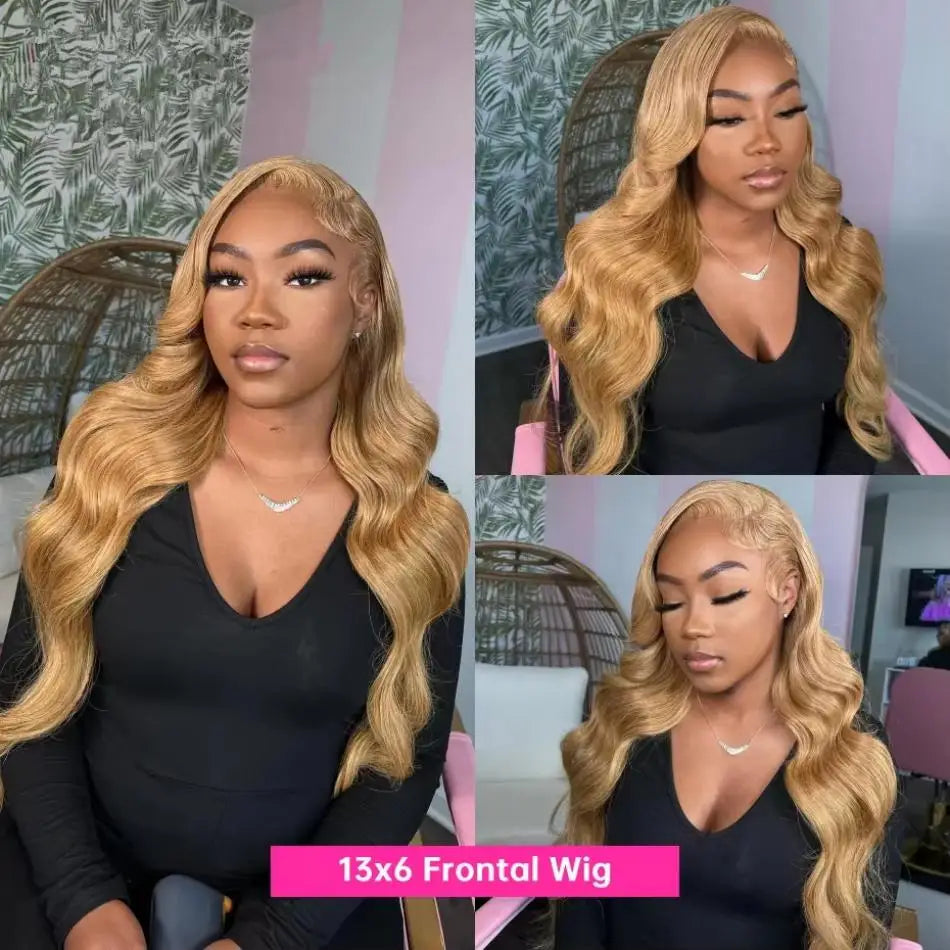 Honey Blonde #27 Body Wave Lace Front Human Hair Wig | Transparent Lace 13x4 / 13x6 Pre-Plucked (26+ Inch)