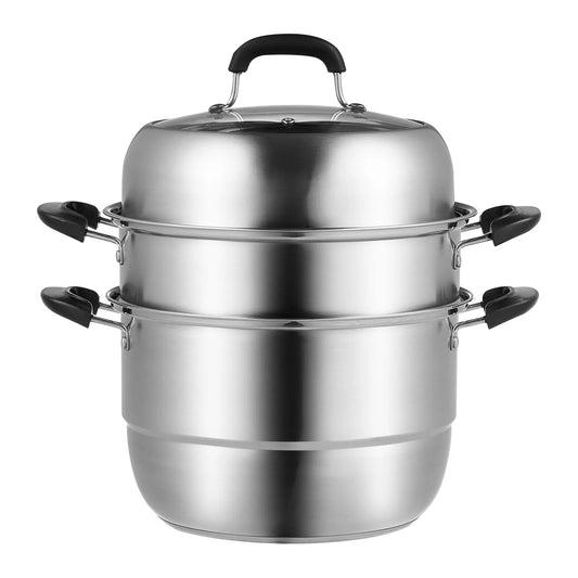 SucceBuy 3-Tier Stainless Steel Steamer Pot 28cm – 8.5QT Cookware
