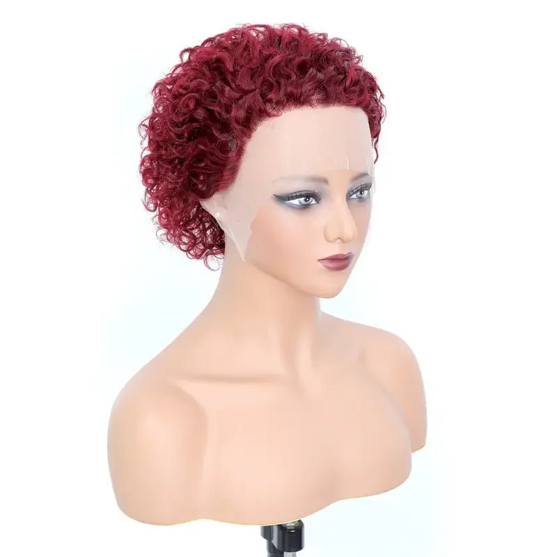 13x1 Pixie Cut Kinky Curly Lace Front Human Hair Wig (Peruvian, Short 4–16")
