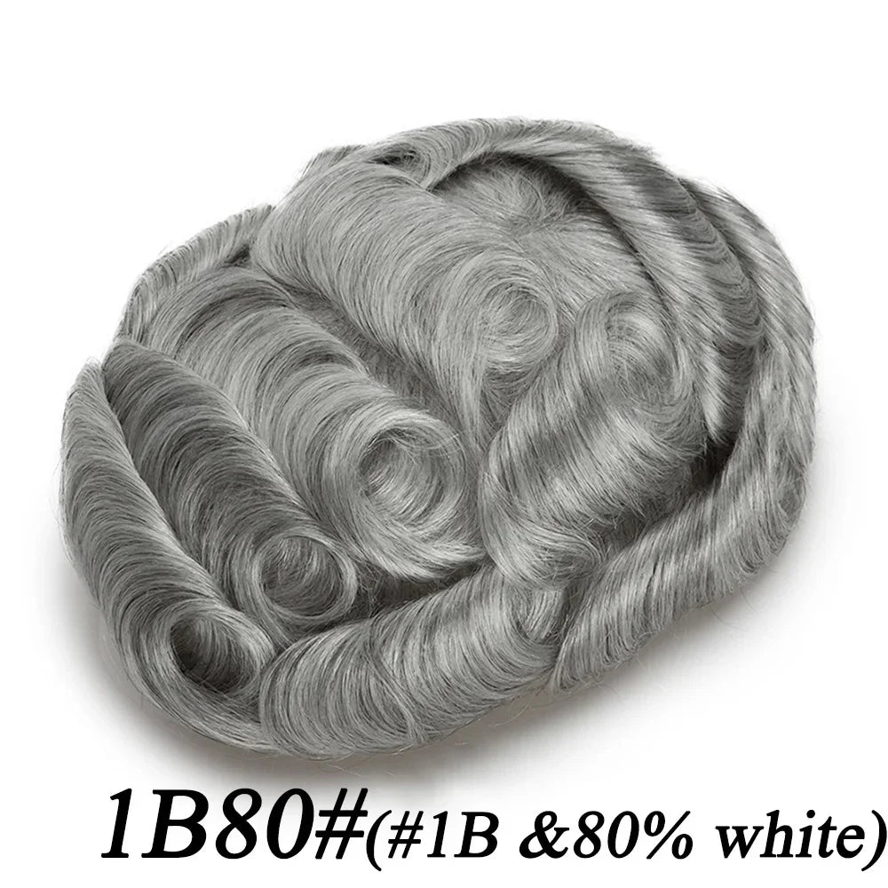 Men's Human Hair Toupee – Hollywood Skin & Lace Base, 6x8 / 7x9 / 8x10
