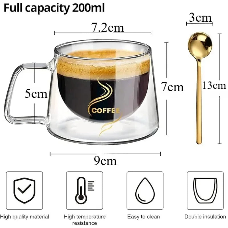 Double Wall Borosilicate Glass Coffee Mug – Heat-Resistant Espresso Cup Gift Set