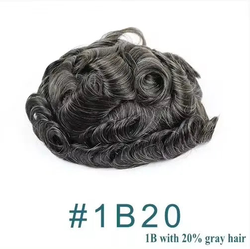 Men's Human Hair Toupee Wig – 30mm Wave, Natural Straight, 0.1mm PU Base