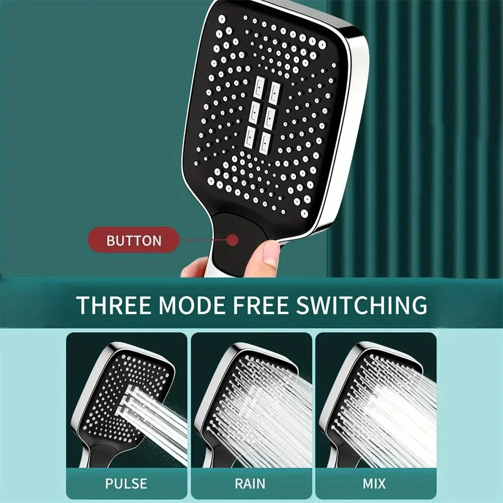 Adjustable 3-Mode Rainfall Shower Head | High-Pressure Water-Saving Handheld Shower – Gold Finish