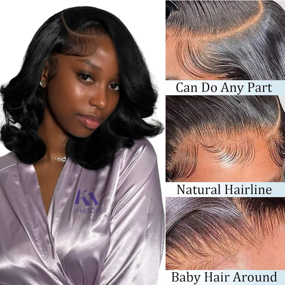Frolo Bob Wig 5x5 HD Lace Closure Short Glueless Body Wave Human Hair Wig (220 Density, Brazilian Remy, 8–16 Inch)