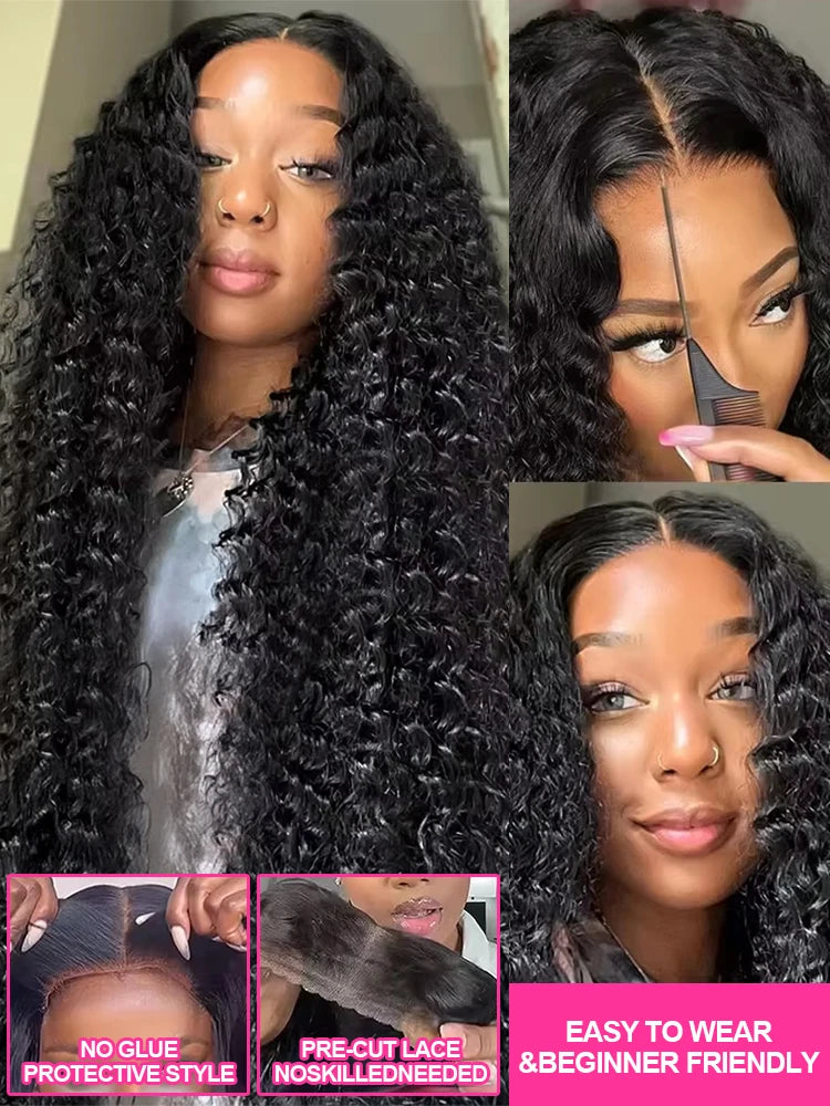 Wear & Go Water Wave Glueless Human Hair Wig 13x6 HD Lace Front – 250% Density Deep Wave