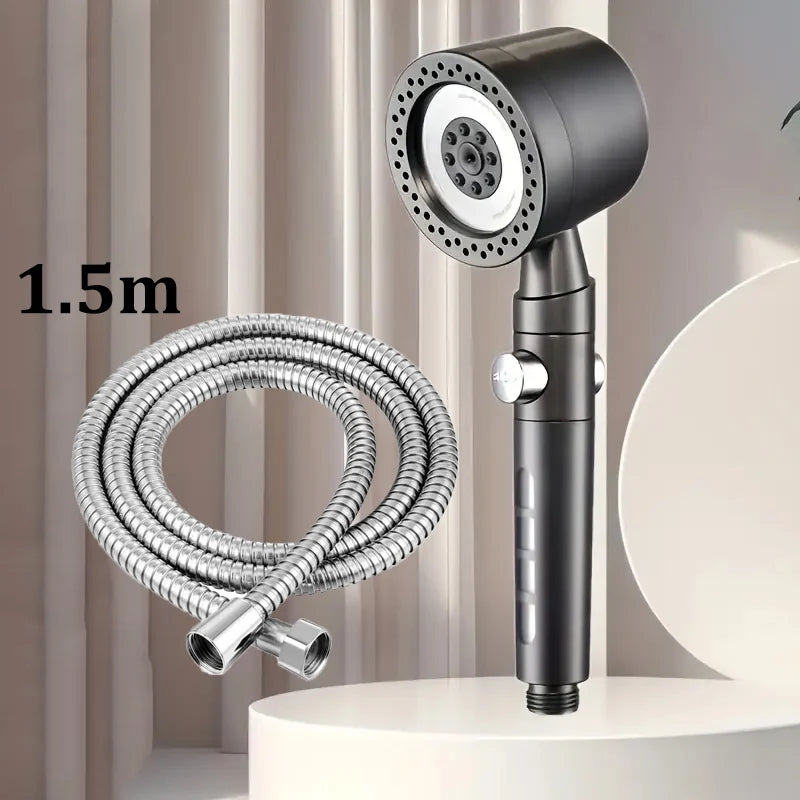 New High Pressure Water Saving Filter Shower Head 5 Modes Handheld Shower Head One Button Stop Bathroom Accessories Set