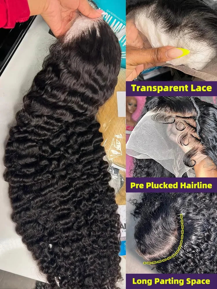 30–40 Inch Loose Deep Wave 13x6 HD Lace Front Remy Human Hair Wig (Transparent Swiss Lace, Glueless-Ready)