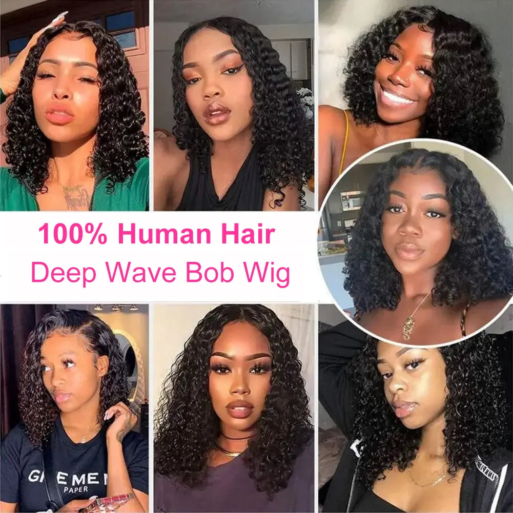 Brazilian Glueless Curly Bob Wig (Deep Water Wave) | HD Lace Front 13x4 / 13x6 | 100% Remy Human Hair