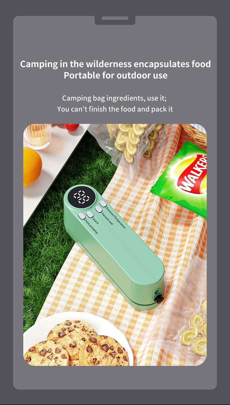 Mini Portable Vacuum Sealer – USB Rechargeable Wireless Food Saver for Dry & Moist Preservation Bags