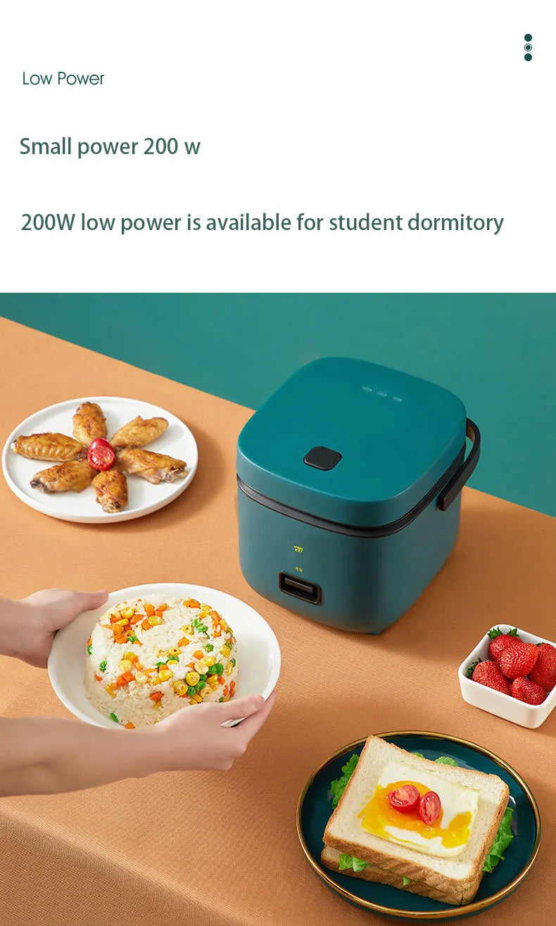 Mini Rice Cooker 1.2L – Compact Electric Steamer for 1–2 People