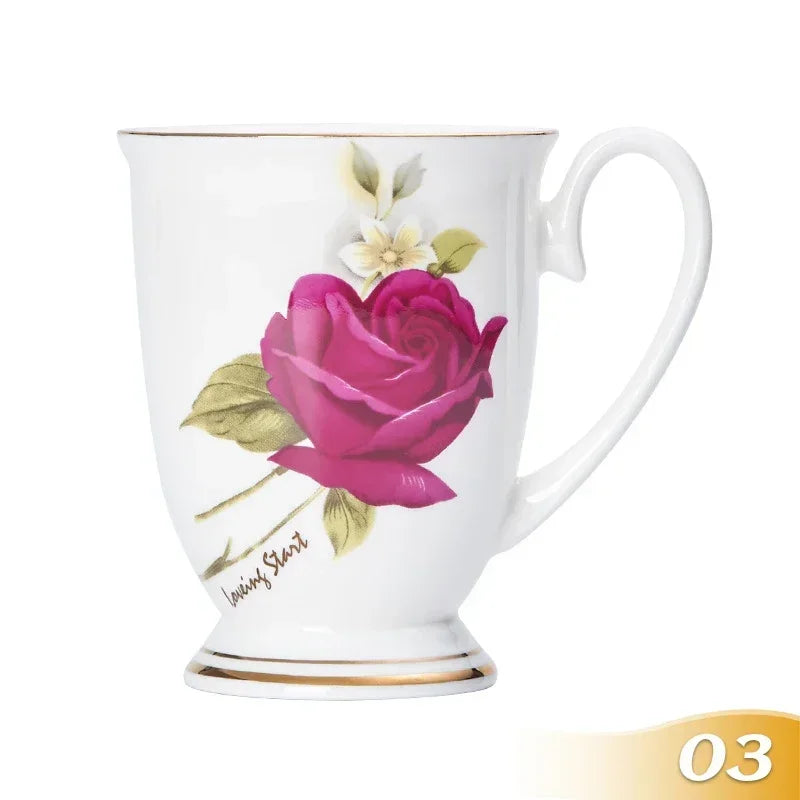 Vintage Floral Ceramic Coffee Mug – Elegant Handgrip Cup for Home & Office