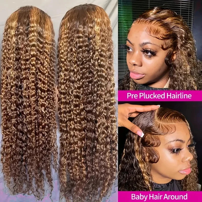 30" Water Wave 4/27 Highlight Ombre 13x6 HD Lace Front Wig (250% Density)