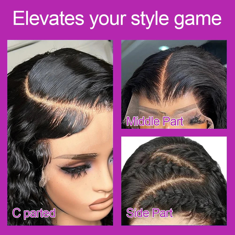 Deep Water Wave Curly Bob HD Lace Front Wig | 100% Remy Human Hair | Transparent Lace 13x4 / 13x6