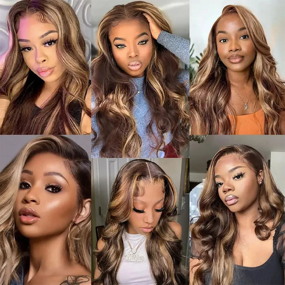 Body Wave Highlight 13x6/13x4 HD Lace Front Wig (Brazilian Human Hair, 30 Inch)