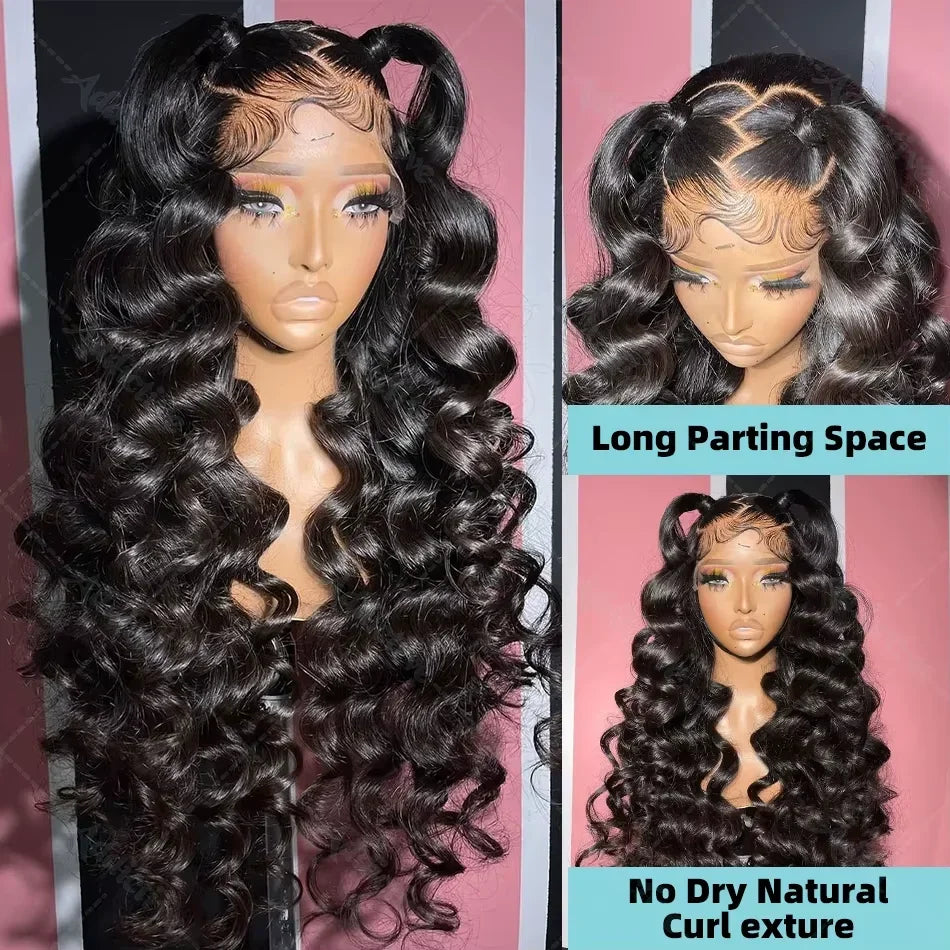 13x6 HD Transparent Loose Deep Wave Lace Front Human Hair Wig (200% Density, 30–34 inch)